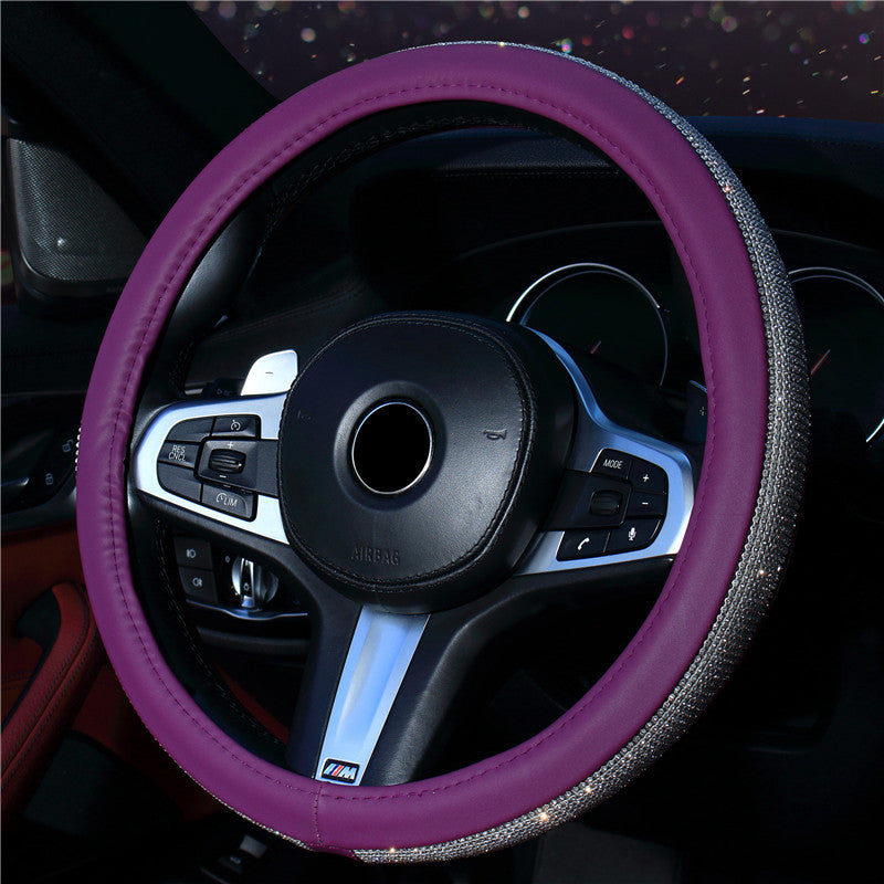 Wholesale Faux Leather Diamond Car Steering Wheel Cover
